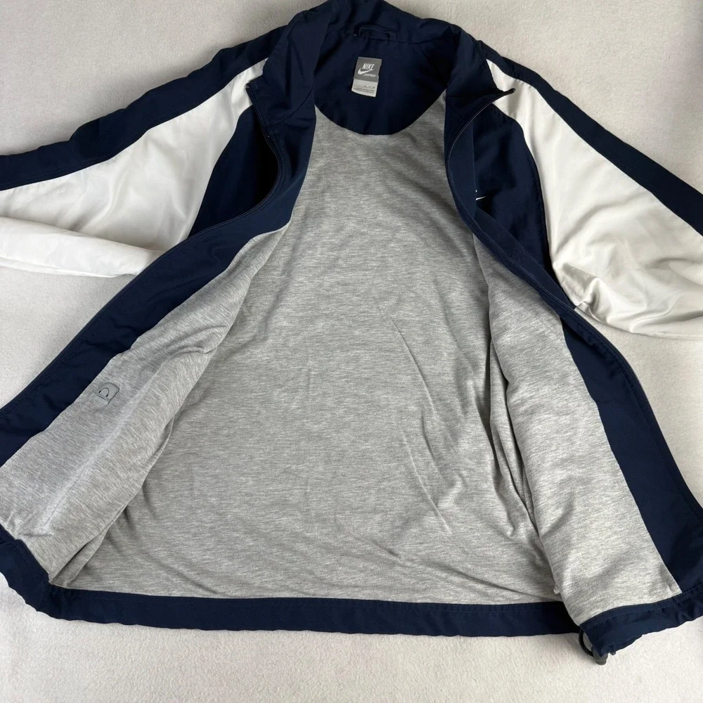 Nike Sportswear Mens XL Y2K Windbreaker Navy Blue White Colorblock Track Jacket